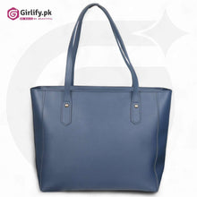 Women's shoulder tote bag in elegant blue - 0019