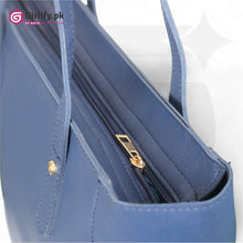 Women's shoulder tote bag in elegant blue - 0019