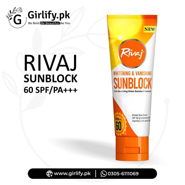 Rivaj Whitening & Vanishing Sunblock, 60 SPF / PA+++ (40ml)
