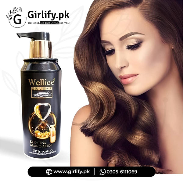 Wellice Caviar Keratin & Amino Acids 2-in-1 Shampoo (500ml) | Girlify Pakistan