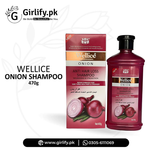 Wellice Onion Anti Hair Loss Shampoo – Strengthen & Revive Hair (400ml) | Girlify Pakistan
