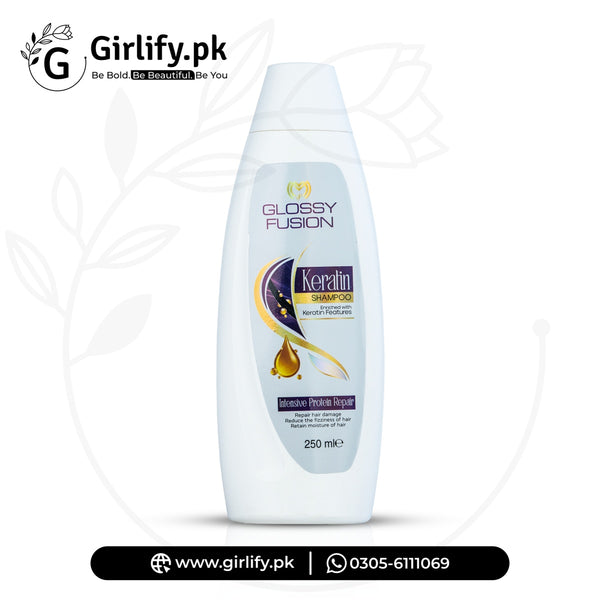Glossy Fusion Keratin Shampoo – Intensive Protein Repair for Frizz-Free, Smooth & Moisturised Hair | 250ml