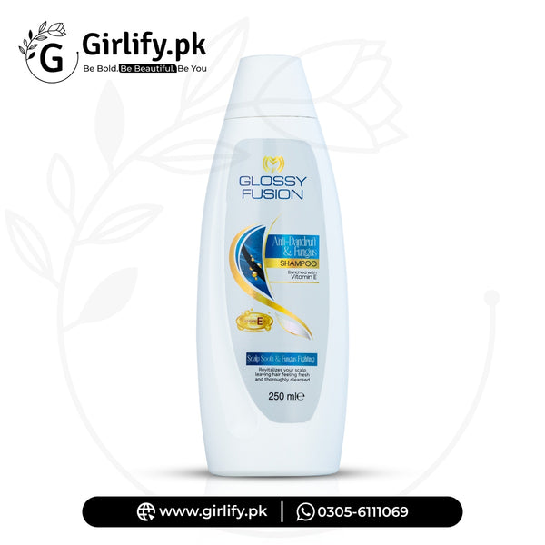 Glosssy Fusion Anti-Dandruff & Fungus Shampoo – Scalp Soothing with Vitamin E | 250ml