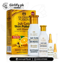 Glossy Fusion 24k Gold Skin Polisher with Vitamin C - Beauty Serum & Skin Toner - Instant Glow & Shine (4 in 1)