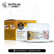 Glosssy Fusion Hand & Foot Instant Facial – 5-in-1 Whitening Treatment with Multivitamins for Soft, Healthy & Glowing Skin | 100g