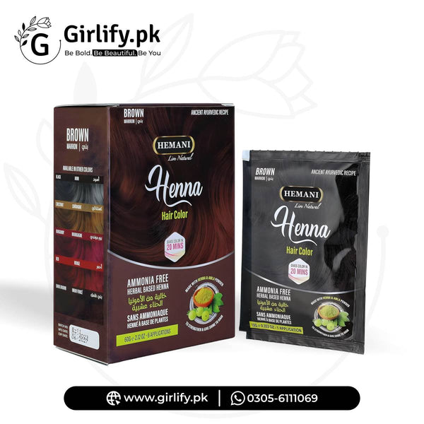 Hemani Natural Brown Henna Hair Color – Soft & Natural Shine (60g) | Girlify Pakistan