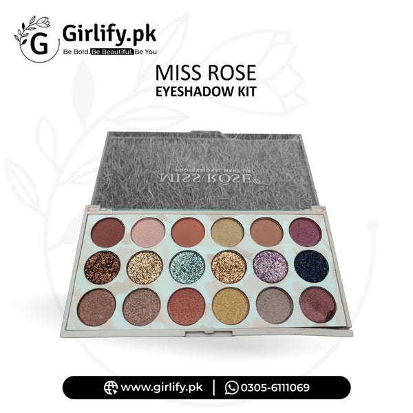 MISS ROSE Eyeshadow Kit – 12 Colors + 6 Glitter Shades
