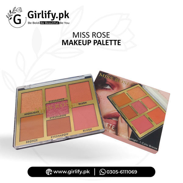 Miss Rose All-in-One Makeup Palette – Highlight, Blush, Eyeshadow & Bronze
