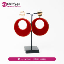 Fancy modern western earrings set in maroon | 001