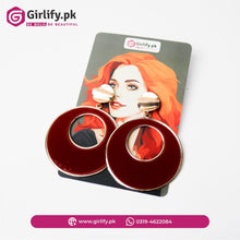 Fancy modern western earrings set in maroon | 001